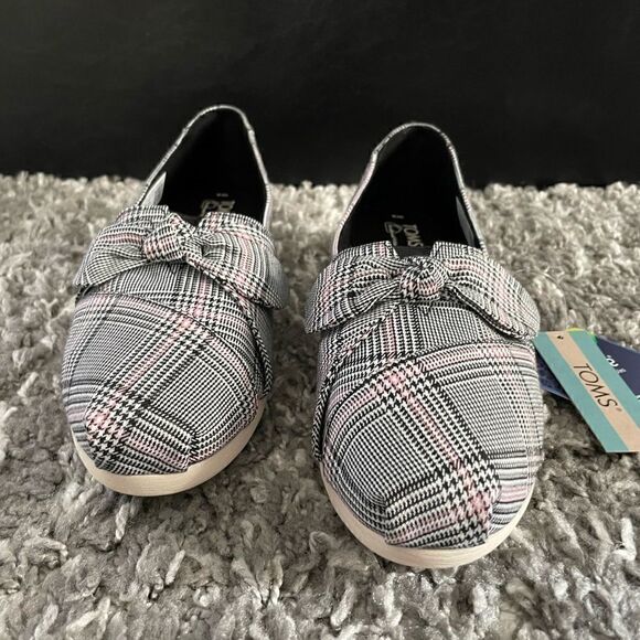 NIB TOMS Alpargata Multi Plaid Bow Shoes - Picture 3 of 9